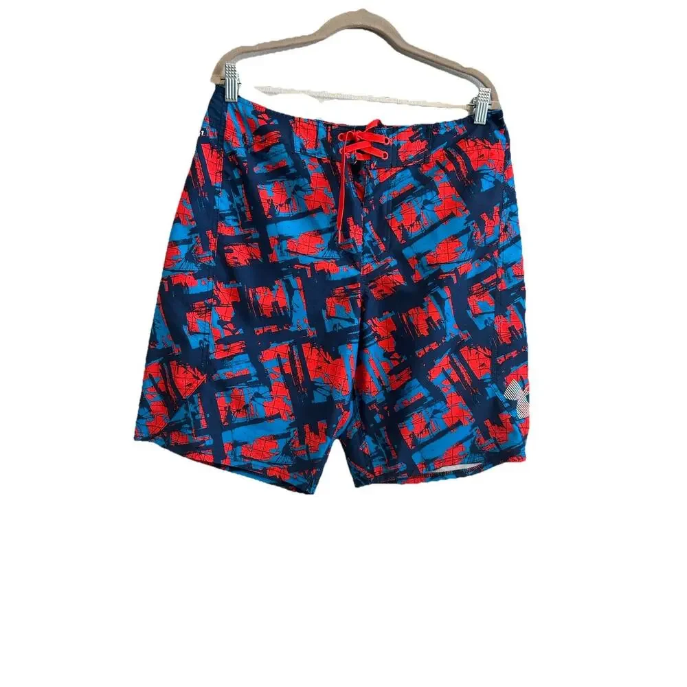 NEW Under Armour Board Shorts STORM Mens 34 Swim Trunks Surf Red Blue AMERICA